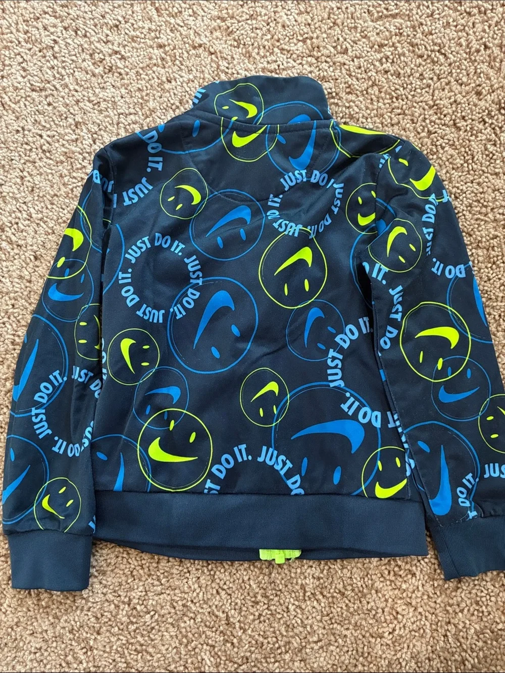 Nike Kids Black Tracksuit with Blue & Neon Green Smiley Print - Picture 5 of 5
